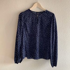 Shein | Long Sleeve Polka Dot Keyhole Neck